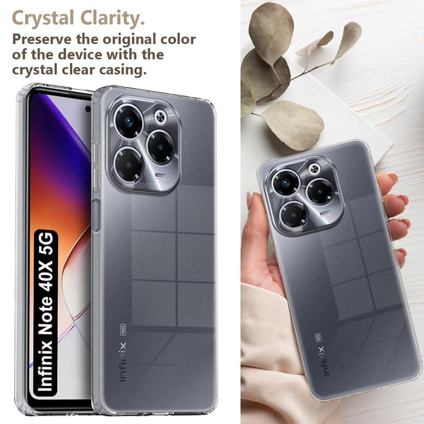 Mobielectro Clear Transparent Shockproof Scratch Resistant Protective Phone Case for Infinix Note 40X 5G