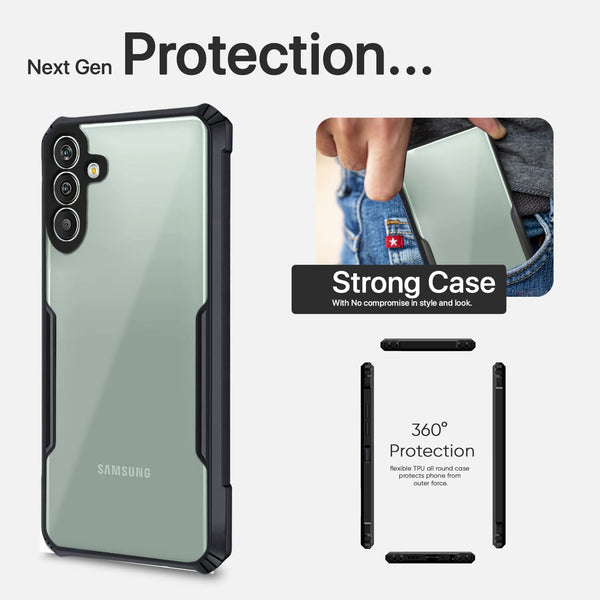 Mobielectro Camera Bump Protection | Slim Stylish 360 Protection Design |Crystal Clear | Shockproof Eagle Back Cover for Samsung M13 4G- Black