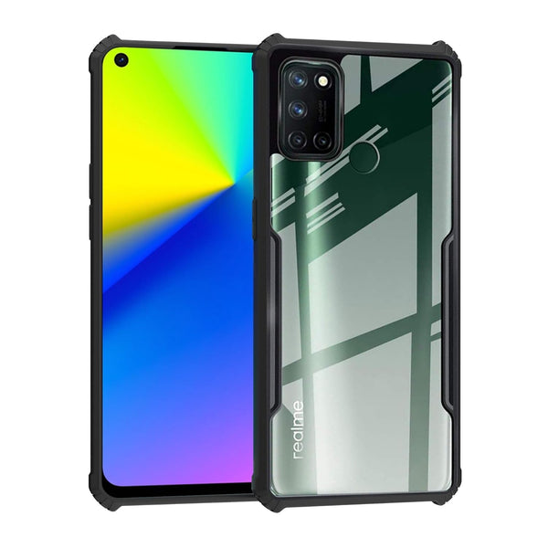 Mobielectro Camera Bump Protection | Slim Stylish 360 Protection Design |Crystal Clear | Shockproof Eagle Back Cover for Realme 7i | C17 - Black