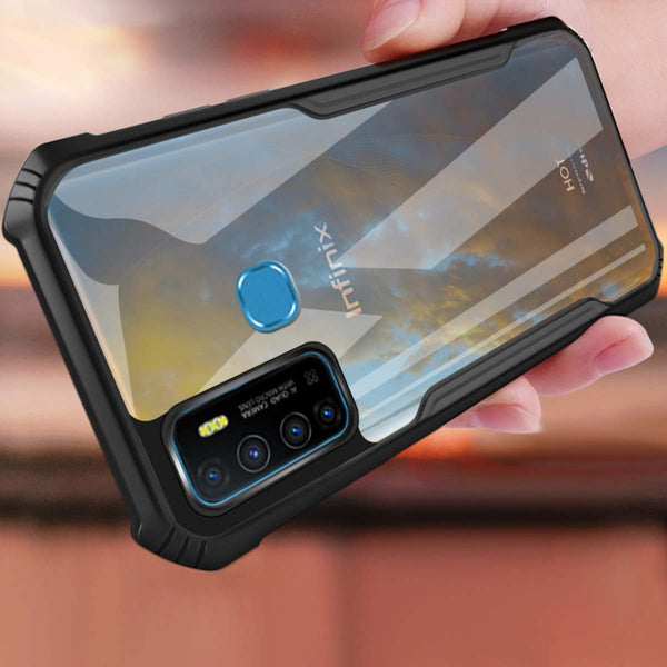 Mobielectro Camera Bump Protection | Slim Stylish 360 Protection Design |Crystal Clear | Shockproof Eagle Back Cover for Infinix Hot 9 - Black