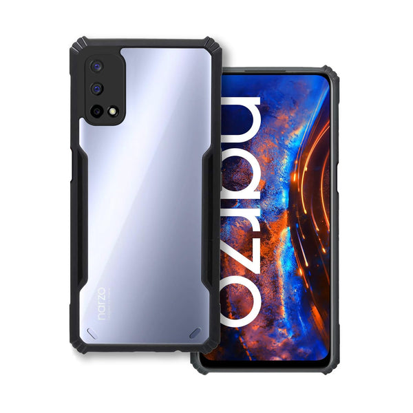 Mobielectro Camera Bump Protection | Slim Stylish 360 Protection Design |Crystal Clear | Shockproof Eagle Back Cover for Realme Narzo 30 Pro- Black