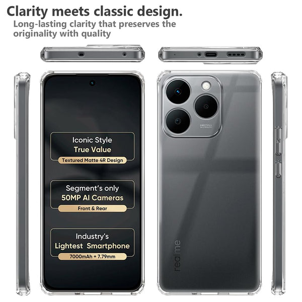 Mobielectro Clear Transparent Shockproof Scratch Resistant Protective Phone Case for Realme 15T 5G