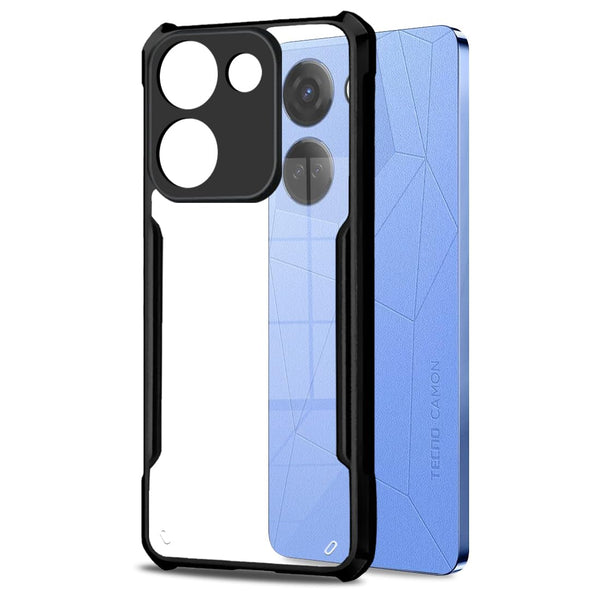 Mobielectro Camera Bump Protection | Slim Stylish 360 Protection Design |Crystal Clear | Shockproof Eagle Back Cover for Tecno Camon 20 4G - Black