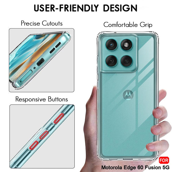 Mobielectro Soft Silicon Transparent |Scratch Resistant Clear Case for Moto Edge 60 5G