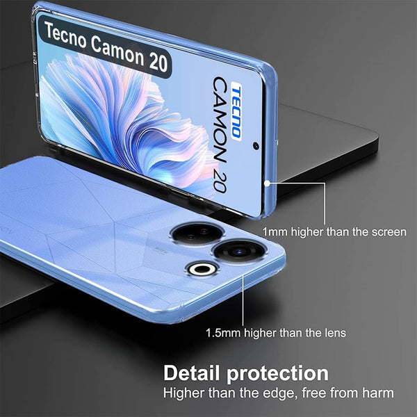Mobielectro Clear Transparent Shockproof Scratch Resistant Protective Phone Case for Tecno Camon 20