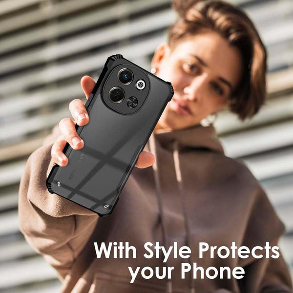 Mobielectro Camera Bump Protection | Slim Stylish 360 Protection Design |Crystal Clear | Shockproof Eagle Back Cover for Tecno Pova 6 NEO 5G - Black