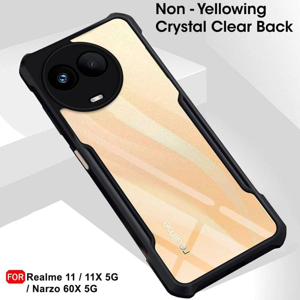 Mobielectro Camera Bump Protection | Slim Stylish 360 Protection Design |Crystal Clear | Shockproof Eagle Back Cover for Realme 11X |Realme 11 |Realme Narzo 60X 5G |Realme C67 5G - Black