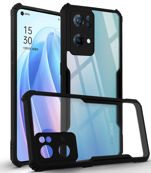 Mobielectro Camera Bump Protection | Slim Stylish 360 Protection Design |Crystal Clear | Shockproof Eagle Back Cover for Oppo RENO 7 Pro 5G - Black