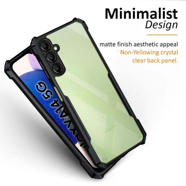 Mobielectro Camera Bump Protection | Slim Stylish 360 Protection Design |Crystal Clear | Shockproof Eagle Back Cover for Samsung A14 5G - Black