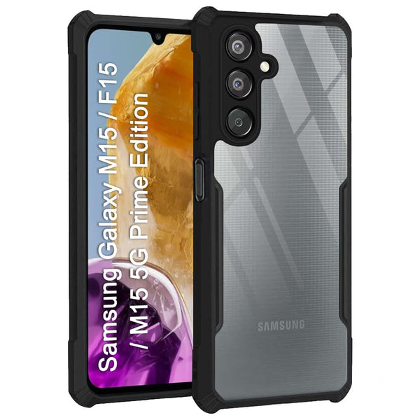 Mobielectro Camera Bump Protection | Slim Stylish 360 Protection Design |Crystal Clear | Shockproof Eagle Back Cover for Samsung F15||M15|M15 5G Prime Edition - Black
