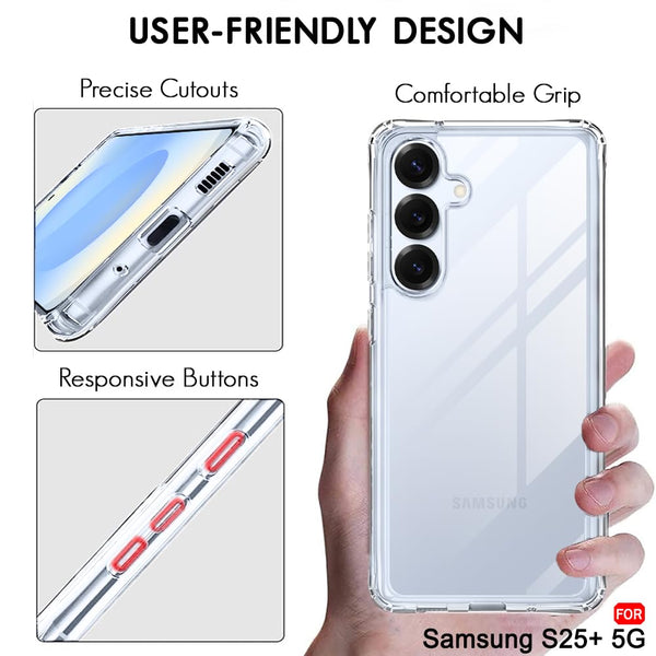 Mobielectro Clear Transparent Shockproof Scratch Resistant Protective Phone Case for Samsung S25 Plus