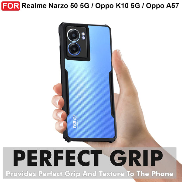 Mobielectro Camera Bump Protection | Slim Stylish 360 Protection Design |Crystal Clear | Shockproof Eagle Back Cover for Oppo A57 5G | Oppo K10|Realme Narzo 50 - Black