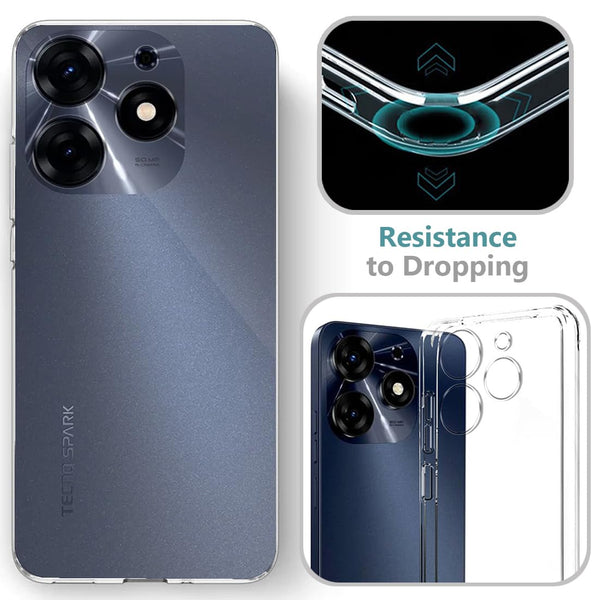 Mobielectro Clear Transparent Shockproof Scratch Resistant Protective Phone Case for Tecno Spark 10 Pro 5G