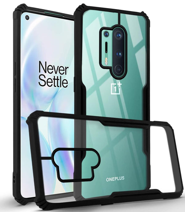 Mobielectro Camera Bump Protection | Slim Stylish 360 Protection Design |Crystal Clear | Shockproof Eagle Back Cover for OnePlus 8 Pro- Black