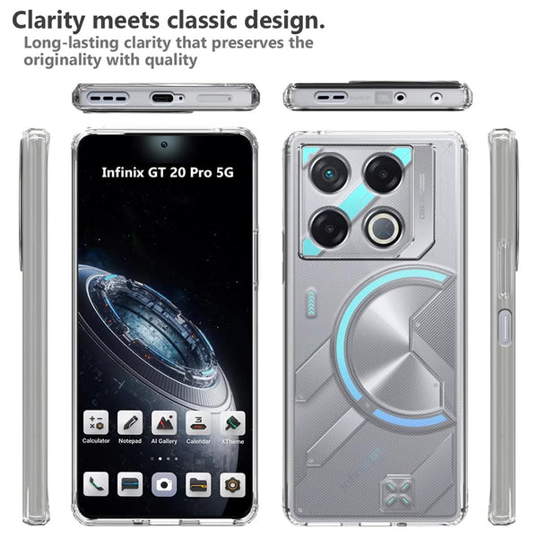 Mobielectro Clear Transparent Shockproof Scratch Resistant Protective Phone Case for Infinix GT 20 Pro 5G