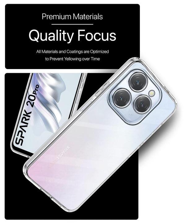 Mobielectro Clear Transparent Shockproof Scratch Resistant Protective Phone Case for Tecno Spark 20 Pro