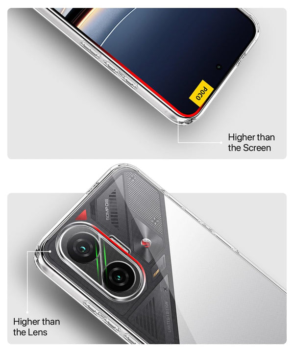 Mobielectro Clear Transparent Shockproof Scratch Resistant Protective Phone Case for POCO F7 5G
