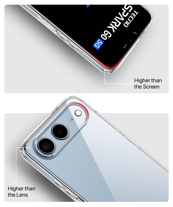 Mobielectro Clear Transparent Shockproof Scratch Resistant Protective Phone Case for Tecno Spark Go 5G