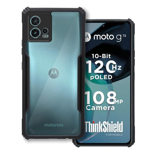Mobielectro Camera Bump Protection | Slim Stylish 360 Protection Design |Crystal Clear | Shockproof Eagle Back Cover for Moto G72 5G - Black