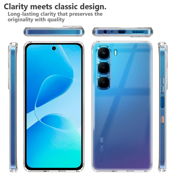 Mobielectro Clear Transparent Shockproof Scratch Resistant Protective Phone Case for Infinix Hot 60 5G