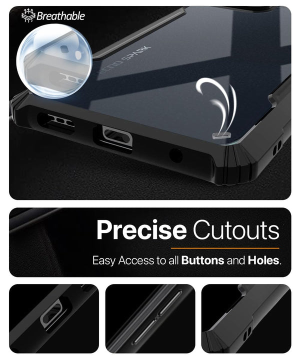 Mobielectro Camera Bump Protection | Slim Stylish 360 Protection Design |Crystal Clear | Shockproof Eagle Back Cover for Tecno Spark GO 1 | Tecno Pop 9 4G - Black