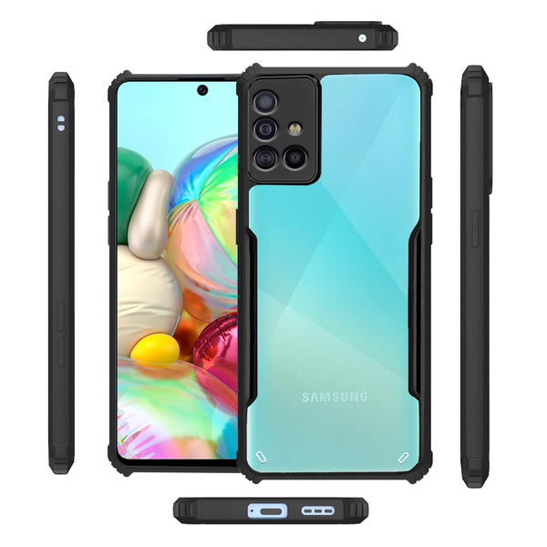 Mobielectro Camera Bump Protection | Slim Stylish 360 Protection Design |Crystal Clear | Shockproof Eagle Back Cover for Samsung A71 - Black