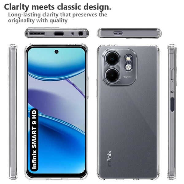Mobielectro Clear Transparent Shockproof Scratch Resistant Protective Phone Case for Infinix Smart 9 HD