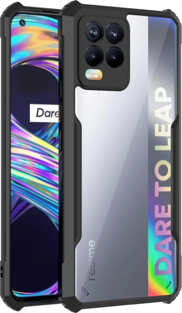 Mobielectro Camera Bump Protection | Slim Stylish 360 Protection Design |Crystal Clear | Shockproof Eagle Back Cover for Realme 8 Pro | Realme 8 - Black