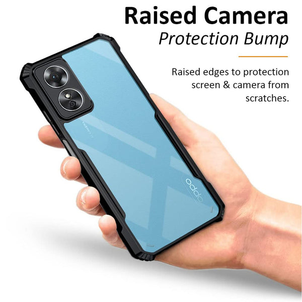 Mobielectro Camera Bump Protection | Slim Stylish 360 Protection Design |Crystal Clear | Shockproof Eagle Back Cover for Oppo A17 - Black