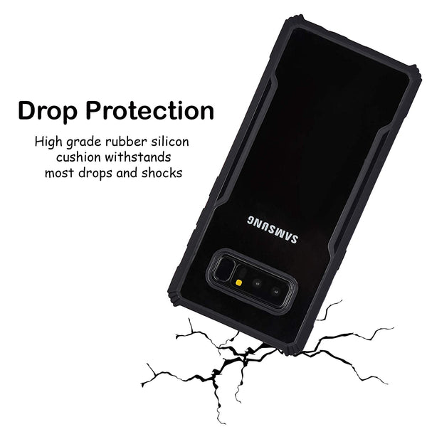 Mobielectro Camera Bump Protection | Slim Stylish 360 Protection Design |Crystal Clear | Shockproof Eagle Back Cover for Samsung Note 8 - Black