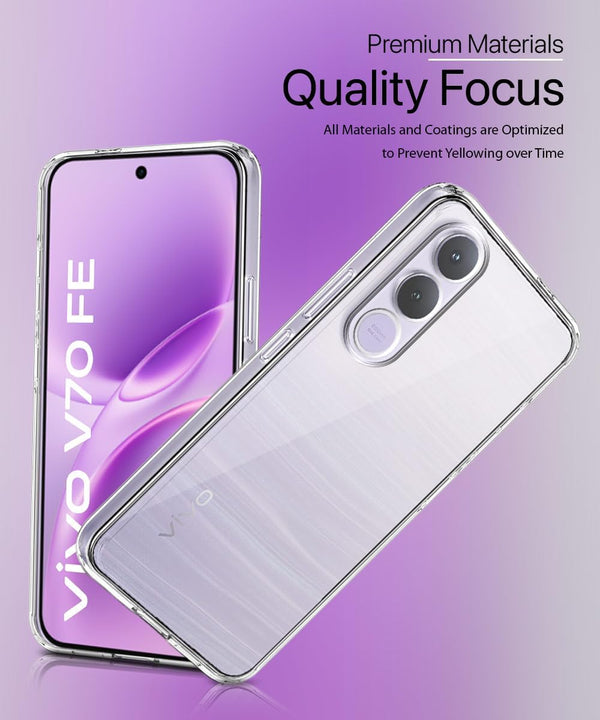 Mobielectro Clear Transparent Shockproof Scratch Resistant Protective Phone Case for Vivo V70 FE 5G