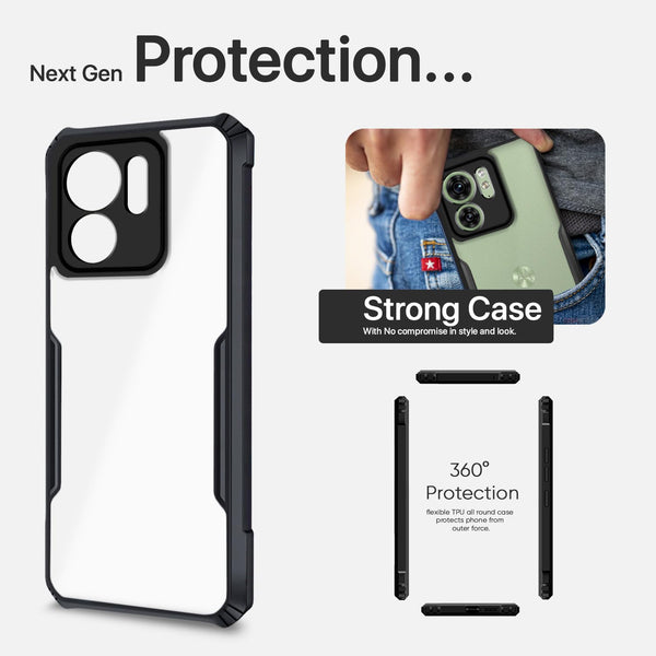 Mobielectro Camera Bump Protection | Slim Stylish 360 Protection Design |Crystal Clear | Shockproof Eagle Back Cover for Moto Edge 40 - Black
