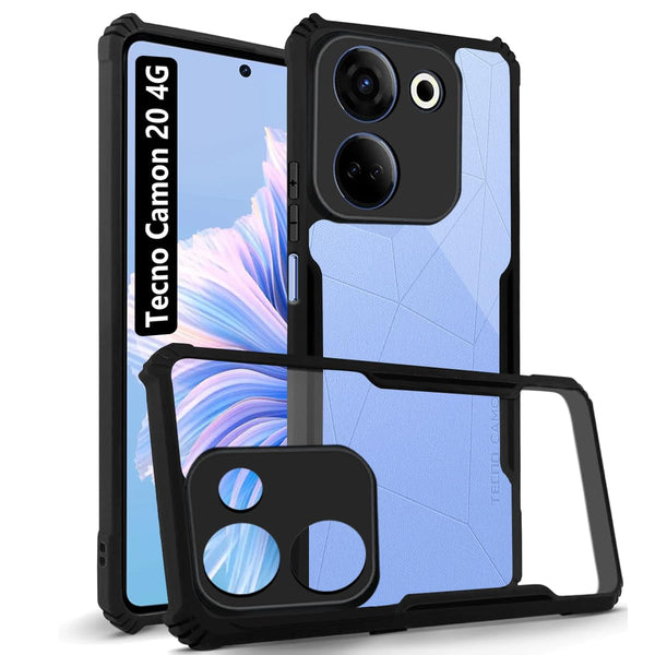 Mobielectro Camera Bump Protection | Slim Stylish 360 Protection Design |Crystal Clear | Shockproof Eagle Back Cover for Tecno Camon 20 4G - Black