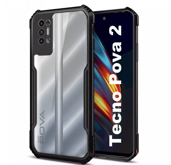 Mobielectro Camera Bump Protection | Slim Stylish 360 Protection Design |Crystal Clear | Shockproof Eagle Back Cover for Tecno Pova 2 - Black