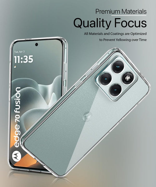 Mobielectro Clear Transparent Shockproof Scratch Resistant Protective Phone Case for Moto Edge 70 Fusion