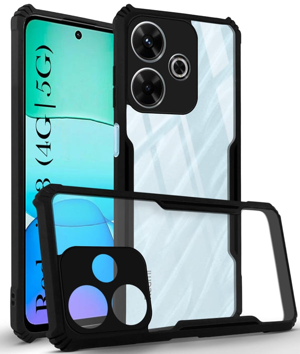 Mobielectro Camera Bump Protection | Slim Stylish 360 Protection Design |Crystal Clear | Shockproof Eagle Back Cover for RedMi 13 5G - Black