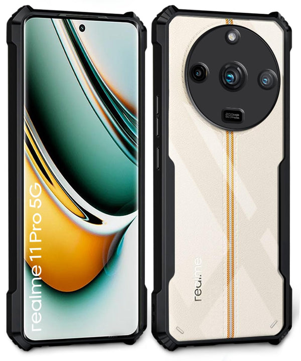 Mobielectro Camera Bump Protection | Slim Stylish 360 Protection Design |Crystal Clear | Shockproof Eagle Back Cover for Realme 11 Pro |Realme 11 Pro Plus 5G |Narzo 60 Pro - Black