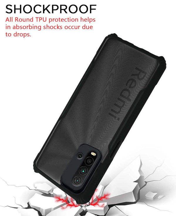 Mobielectro Camera Bump Protection | Slim Stylish 360 Protection Design |Crystal Clear | Shockproof Eagle Back Cover for RedMi 9 Power - Black