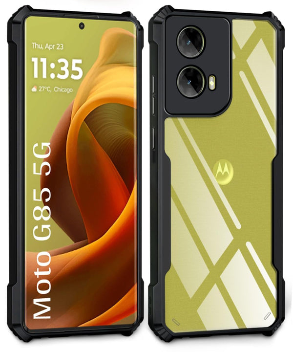 Mobielectro Camera Bump Protection | Slim Stylish 360 Protection Design |Crystal Clear | Shockproof Eagle Back Cover for Moto G85 5G - Black