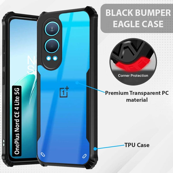 Mobielectro Camera Bump Protection | Slim Stylish 360 Protection Design |Crystal Clear | Shockproof Eagle Back Cover for OnePlusNord CE 4 Lite- Black