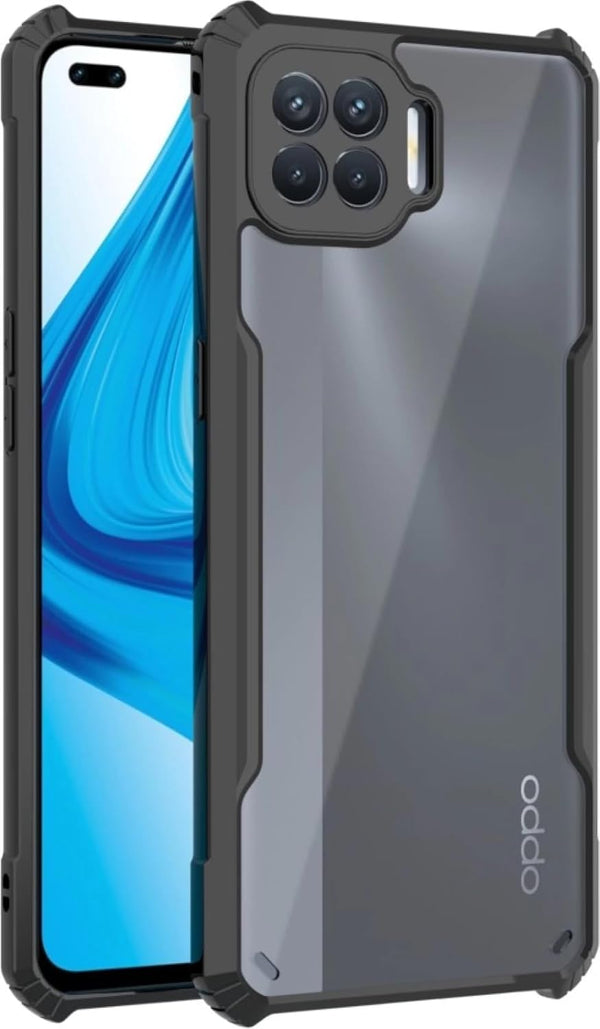 Mobielectro Camera Bump Protection | Slim Stylish 360 Protection Design |Crystal Clear | Shockproof Eagle Back Cover for Oppo F17 Pro - Black