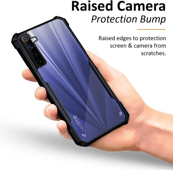 Mobielectro Camera Bump Protection | Slim Stylish 360 Protection Design |Crystal Clear | Shockproof Eagle Back Cover for Realme 6 - Black