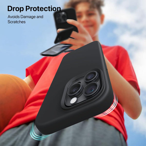 Mobielectro Waterkproof Soft Silicone Ultra Slim O.G Case for iPhone 15 pro max- Black