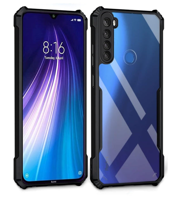 Mobielectro Camera Bump Protection | Slim Stylish 360 Protection Design |Crystal Clear | Shockproof Eagle Back Cover for RedMi Note 8 - Black