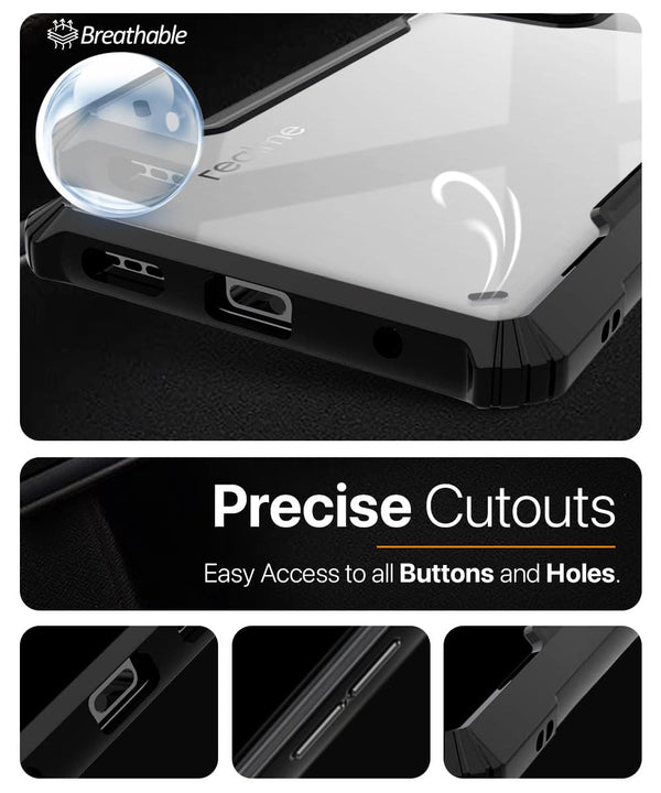 Mobielectro Camera Bump Protection | Slim Stylish 360 Protection Design |Crystal Clear | Shockproof Eagle Back Cover for Realme GT 6T | Realme GT 6 - Black