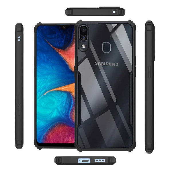 Mobielectro Camera Bump Protection | Slim Stylish 360 Protection Design |Crystal Clear | Shockproof Eagle Back Cover for Samsung A20|A30|M10s - Black