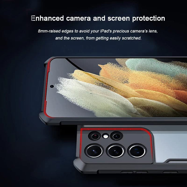 Mobielectro Camera Bump Protection | Slim Stylish 360 Protection Design |Crystal Clear | Shockproof Eagle Back Cover for Samsung S22 ULTRA- Black