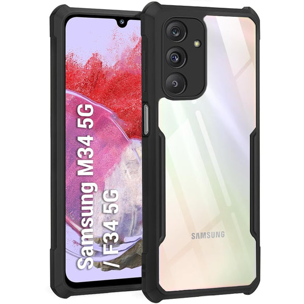 Mobielectro Camera Bump Protection | Slim Stylish 360 Protection Design |Crystal Clear | Shockproof Eagle Back Cover for Samsung M34 5G | F34 5G - Black
