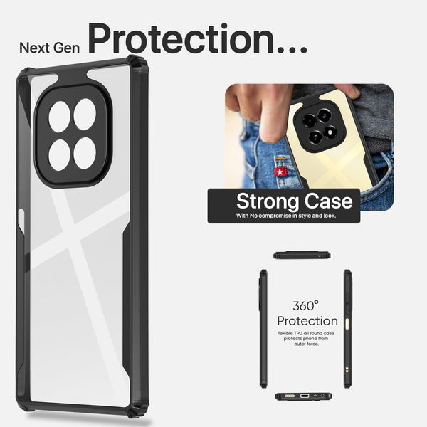 Mobielectro Camera Bump Protection | Slim Stylish 360 Protection Design |Crystal Clear | Shockproof Eagle Back Cover for Realme C63 5G - Black