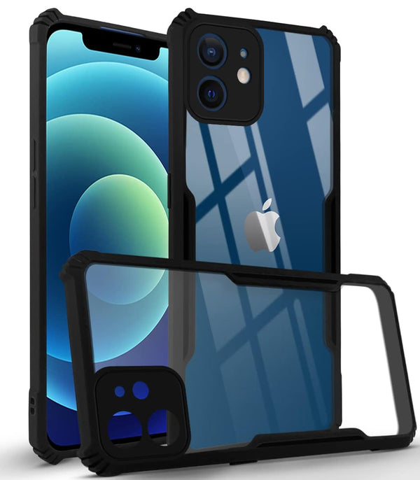 Mobielectro Camera Bump Protection | Slim Stylish 360 Protection Design |Crystal Clear | Shockproof Eagle Back Cover for iPhone 12 Mini - Black